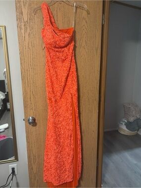 Orange sequin prom dress